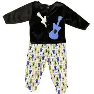Rumble Tumble Baby 2 PC Set 3-6 Months Guitars Footed - New With Tags